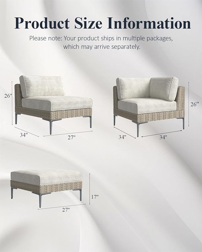 LayinSun 10-Piece Wicker Rattan Patio Furniture Set, Deep Seating Outdoor Modular Sectional Sofa Conversation Set with Thick Cushions for Lawn, Garden