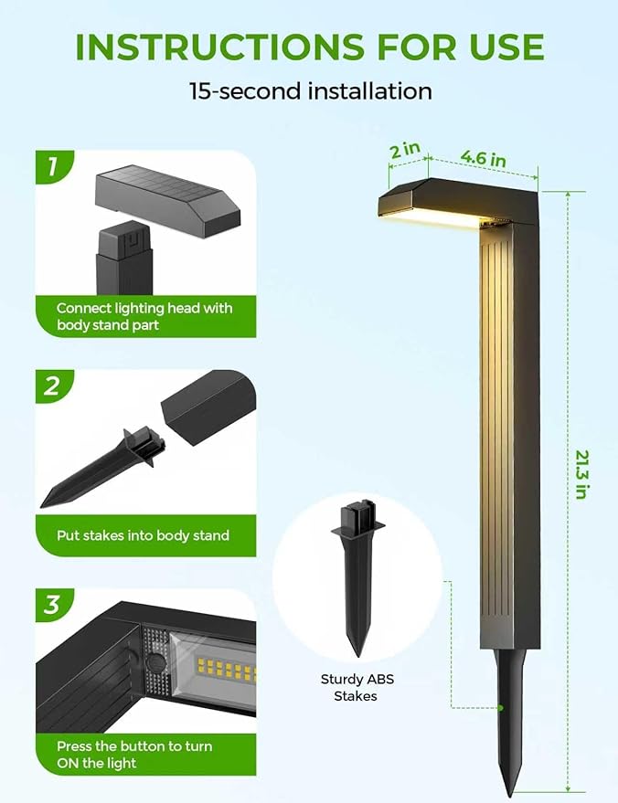 COXSENI Solar Pathway Lights Outdoor 4 Pack, 3 Color in 1 Bright Landscape Lighting with Cool/Warm/Daylight White Modes, Auto On/Off, IP65 Waterproof for Yard Garden Patio Walkway Sidewalk Lawn Decor