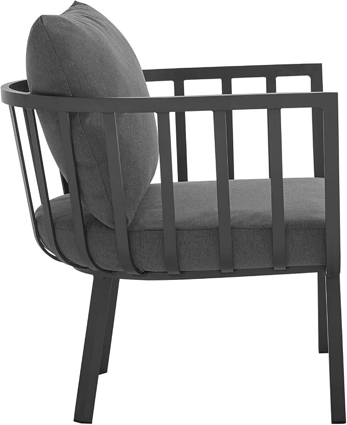 Modway Riverside 5 Piece Outdoor Patio Aluminum Set in Gray Charcoal