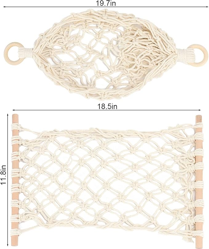 2 Pack Hanging Fruit Hammock Under Cabinet Hanging Basket Includes Hooks - Macrame Bohemian Hanging Banana Vegetable Hammocks Kitchen Storage Counter Space Saving Decoration at Home, Boat, Rv(Style A)