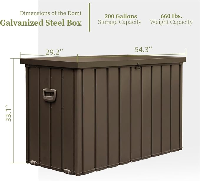 Ditkoko 200 Ourdoor Gallon Deck Box, Waterproof Storage Container with Lockable Lid, Package Delivery Box for Patio Furniture, Patio Cushions, Gardening Tools, Pool and Sports Supplies - Brown