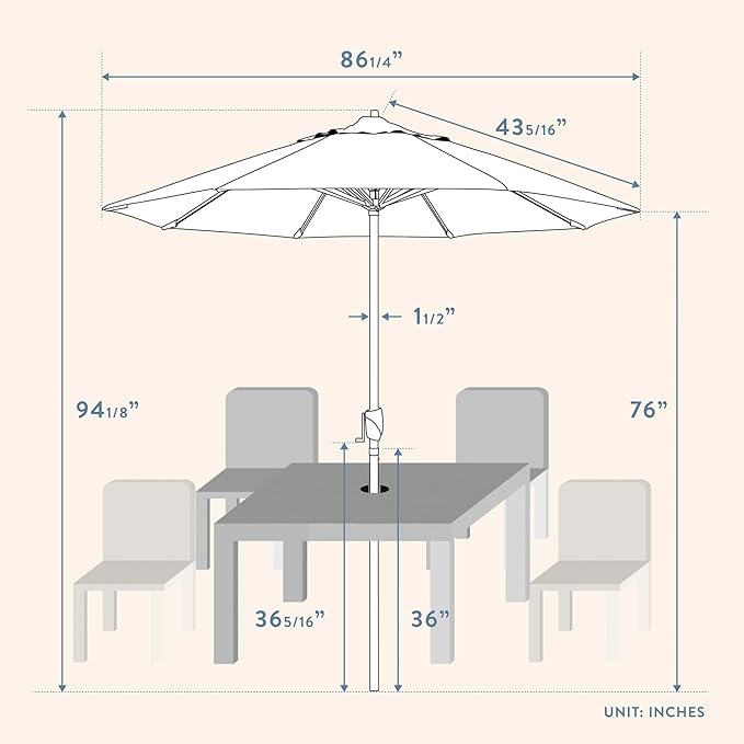 California Umbrella 12-Year Protection 7.5-Ft Outdoor Patio Umbrella, Sunbrella Fade-Resistant Fabric, Auto-Tilt, Heavy Duty Aluminum Frame, 8 Reinforced Ribs for Pool or Deck, Bronze Pole, Jockey Red