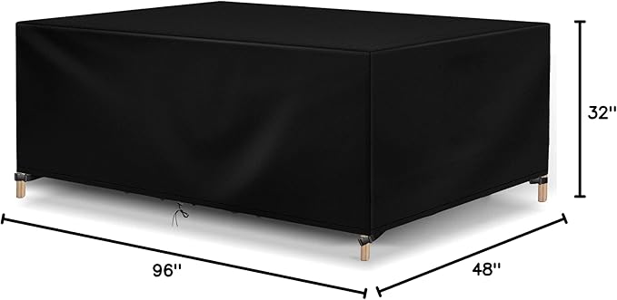 Outdoor Patio Furniture Covers Waterproof 600D Rectangular Outdoor Table and Chair Set Cover Wind Dust Proof Anti-UV Durable Patio Sectional Couch Cover 96" L x 48" W x 32" H / 240x120x80cm