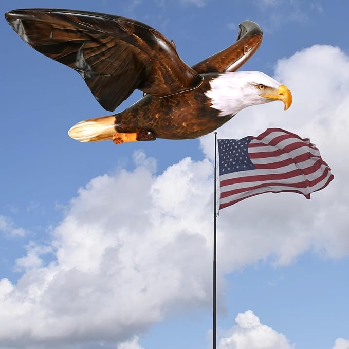 Jet Creations 38" Wingspan Inflatable Bald Eagle, Dark Brown, Realistic Wild Animal Figure, Patriotic Bird, Theme Parties, Pool Fun, Home Yard Decor