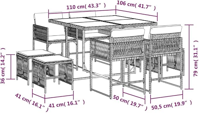 9-Piece Garden Dining Set with Cushions, Black Outdoor Patio Dining Set for 8, Foldable Acacia Wood and Steel Table with Chairs