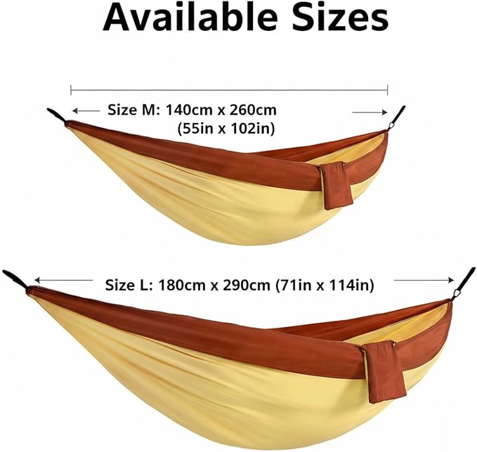 YSUEFIJO Large Travel Hammock, Outdoor Hammock Ideal for Camping and Hiking, Foldable Hanging Hammock for Garden Or Patio, Comfortable Resting Spot, Weight Capacity 300kg