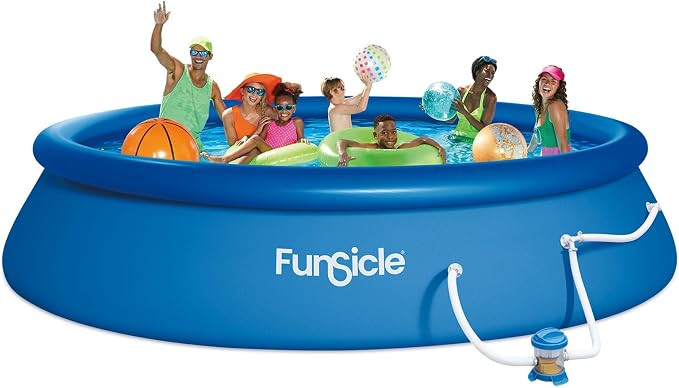 Funsicle Quickset 15' x 36" Round Above Ground Swimming Pool, with FiltraBoost 800 GPH Filter Pump, Type D Filter Cartridge & Repair Patch