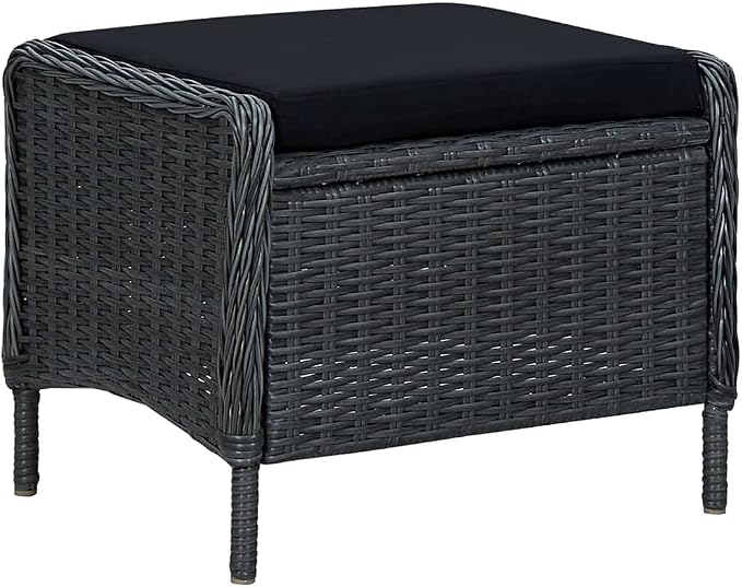 9pc Dark Gray Acacia 71 Patio Dining Set, Curved-Leg Table, PE Rattan Chairs with Cushions, Outdoor Furniture