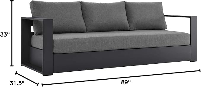 Modway Tahoe Aluminum 2-Piece Outdoor Patio Set in Gray Charcoal