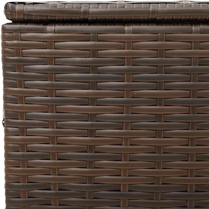 Brown 50.2 Gallon PE Rattan Garden Patio Storage Box with Wheels, Water-Proof Inner Bag and Gas Spring Lid