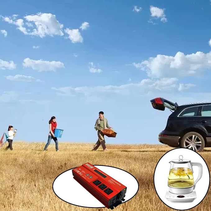 800W Peak 1600W Power inverters for Vehicles,Peak 1600 watt, Car 12V DC to 110V AC Converter 4x2.4A USB Ports Car Charger with 1 Cigarette Lighter Ports,LCD Digital Display