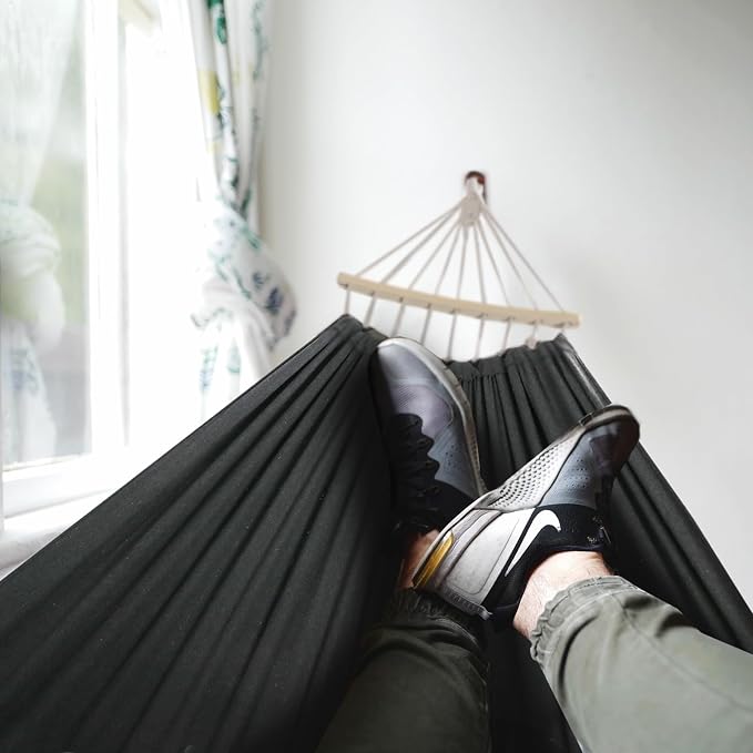 ANYOO Portable Camping Hammock Cotton Hammocks with Spreader Bar Outdoor | Sturdy Lightweight Hammocks Up to 450lbs with Carry Bag
