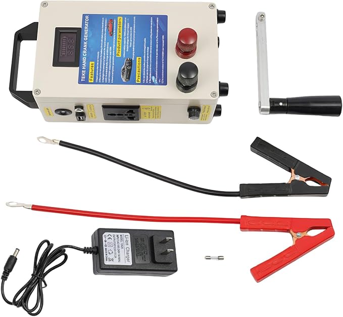 Portable 110V Hand-Crank Generator – Emergency Manual Power Station with 12V AC & USB Outputs, Built-In Handle for Camping, Outdoor Survival & Household Blackouts; Charge Phones, Laptops Anywhere
