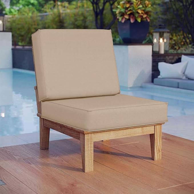 Covers & All Square Outdoor Cushion Covers for Patio Furniture Sets, Water, Tear & UV Resistant Polyester Cushion Slipcover with Zippers (Pack of 2) (16" W x 16" D x 4" Thick, Beige)