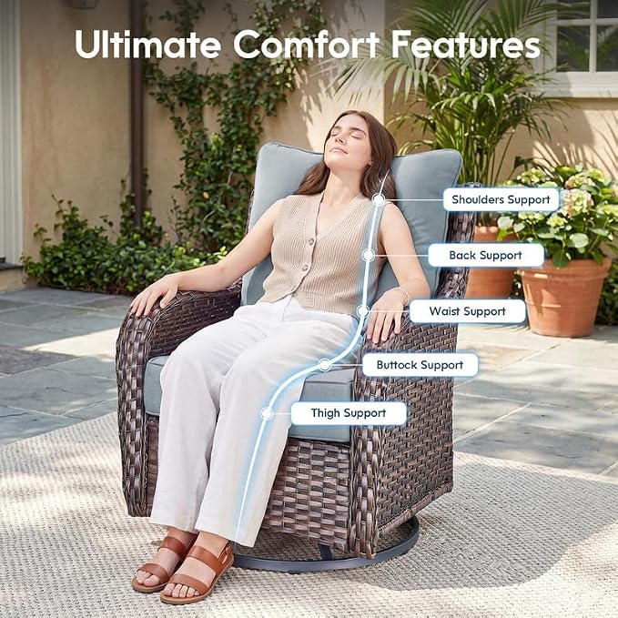Luxury 22*24*6in Outdoor Patio Cushions, 6 Pieces Sky Blue Outdoor Cushion | 6'' Thick Outdoor Cushions, Water-Resistant, Reversible, Removable Cover, for Patio Chairs Sofa Couch Loveseat