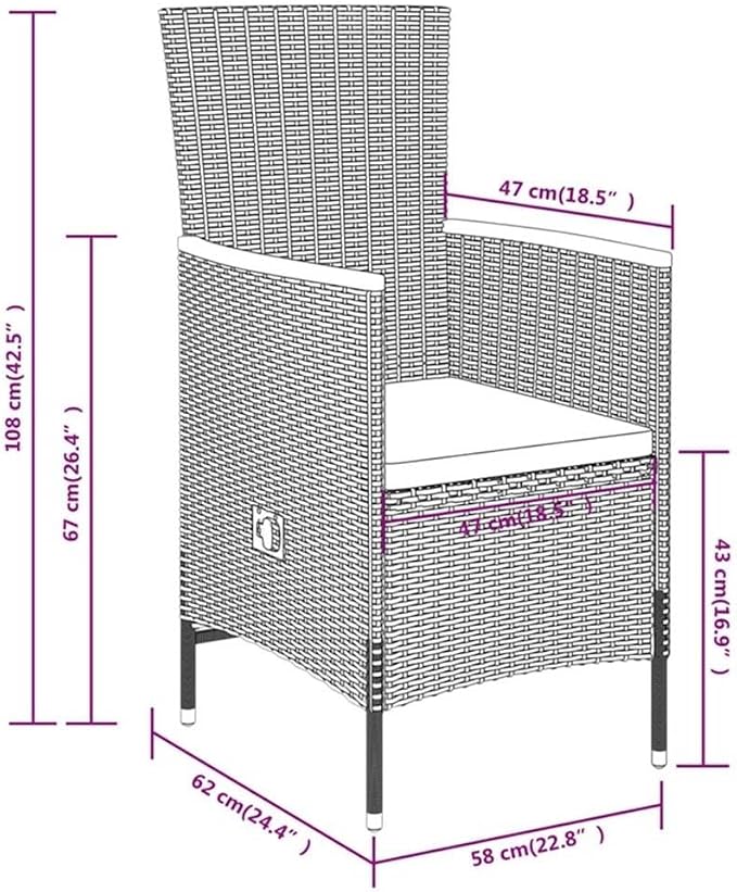 Afuera Living Contemporary Patio Dining Set, PE Rattan Construction, Black Finish, Square Table and 4 Chairs, Weather-Resistant Outdoor Furniture for Terrace or Garden
