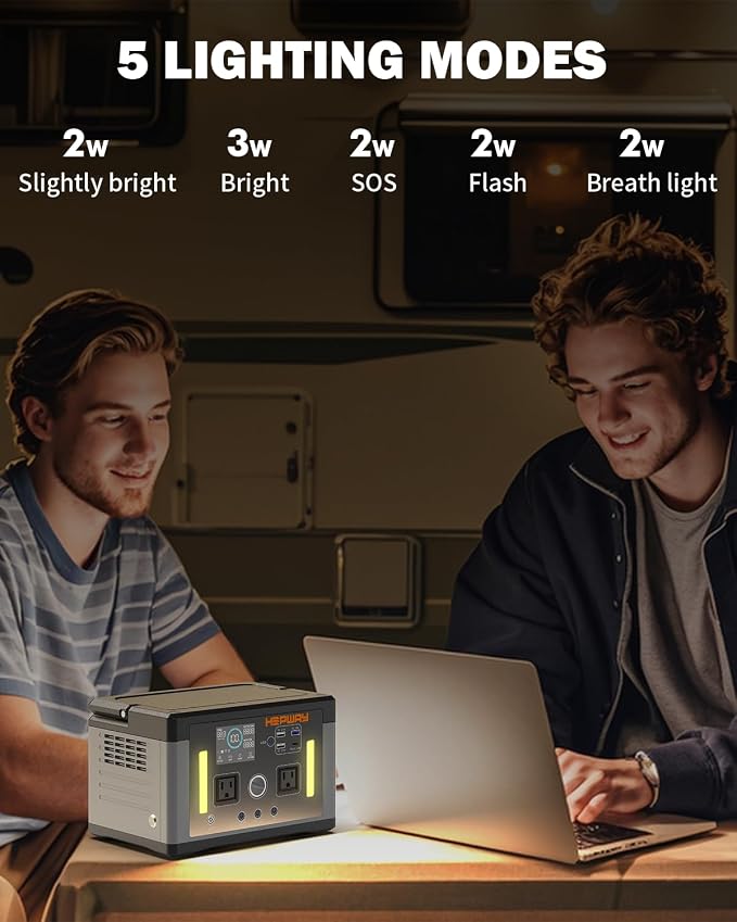 Portable Power Station 700W, 577Wh Battery Solar Generator, Power Bank 110V Surge 1000W Pure Sine Wave 2 AC Outlets with PD 60W USB-C Fast Charging for CPAP Camping, Hurricane Emergency, RVs