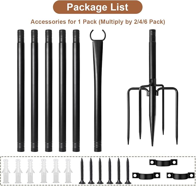 4 Pack String Light Poles for Outside, Upgraded Heavy-Duty Metal Light Poles for Outdoor String Lights with Fork, Adjustable Lighting Accessories for Patio Decor Backyard Pergola Garden Decorations