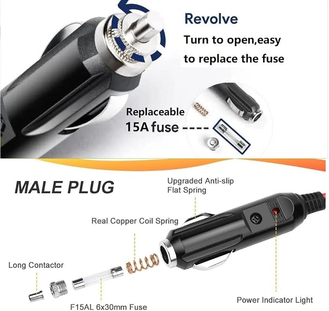 DC8020 Car Charger Cable for Jackery Explorer 1000 1500 2000 V2 Pro Ultra Plus Series and Jackery HomePower 3000 3600 Plus Portable Power Station Solar Generators 12V/24V DC Power Cord Adapter