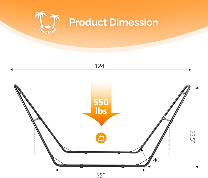 ONCLOUD Double Hammock Stand for Outside, Heavy Duty Hammock Frame for Backyard, Garden, Outdoor Hammock Stand Only, Fits 9 to 14 Foot Hammocks, 550 LBS (Black)