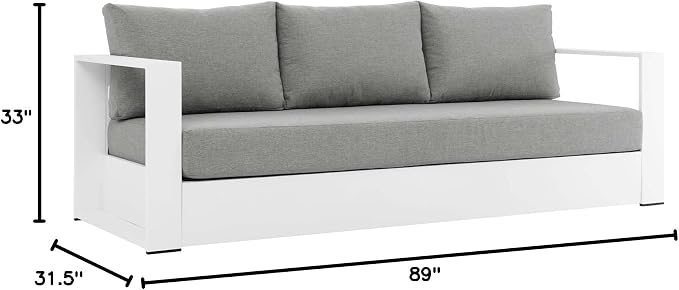 Modway Tahoe Aluminum 2-Piece Outdoor Patio Set in White Gray
