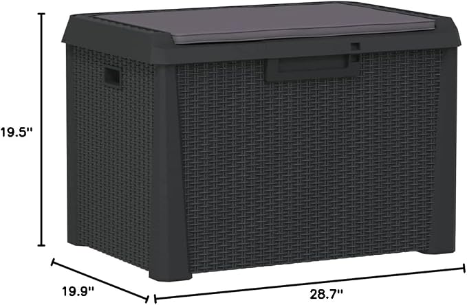 Garden Storage Box with Lifting Device, Outdoor Crate with Cushion for Patio Furniture, Pool Supplies, 28.7x19.9x19.5 in Anthracite Polypropylene