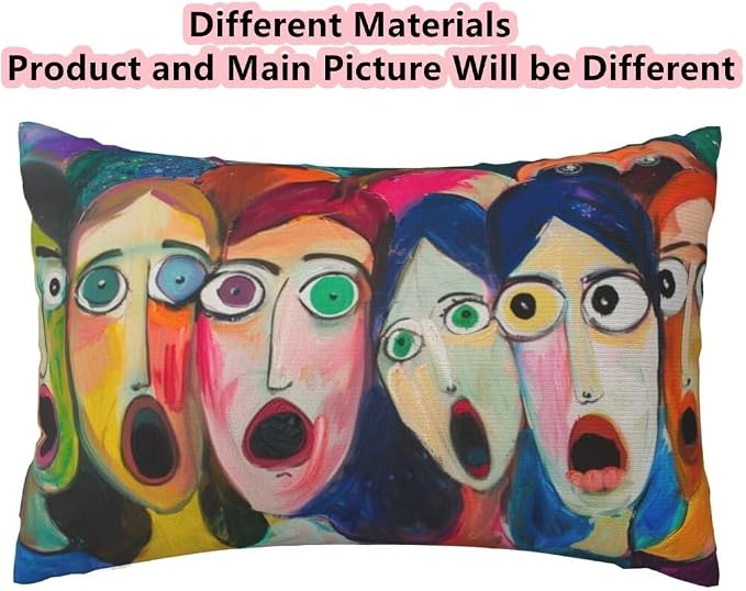 Outdoor Pillows Waterproof Set of 2 Outdoor Pillow Covers 16x24 Inch, Abstract Throw Pillows Face Pillow Covers, Summer Garden Decorative Pillows Outdoor Pillows for Patio Furniture Home Decor -hs432