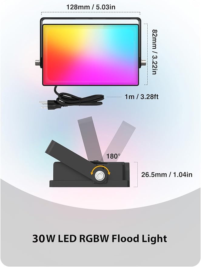 Onforu 30W LED Flood Light Outdoor with Remote, Color Changing RGBW Floodlight, 2700K Warm White IP66 Stage Lighting Indoor Uplights for Events, Uplighting for Party 4 Pack
