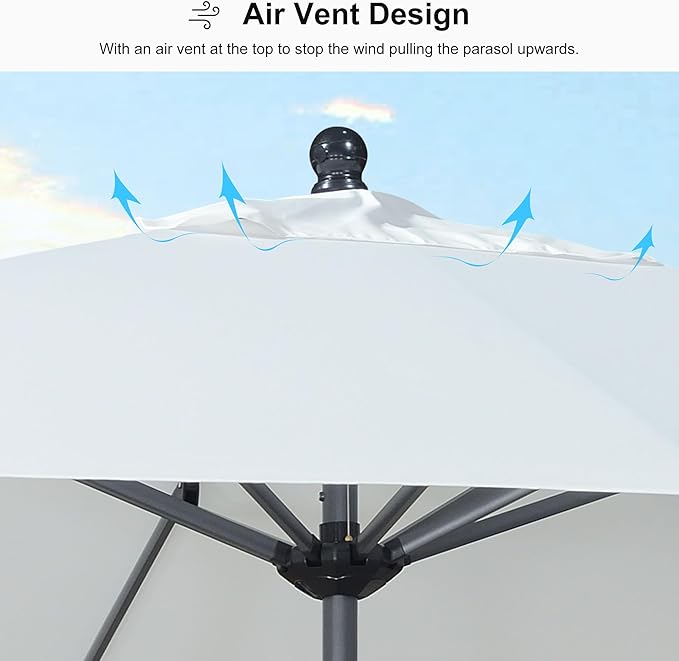 PURPLE LEAF 11.5' x 8' Patio Market Umbrella Outdoor Table Sun Umbrellas with Crank 8 Aluminum Sturdy Ribs for Pool Deck Backyard Beach White