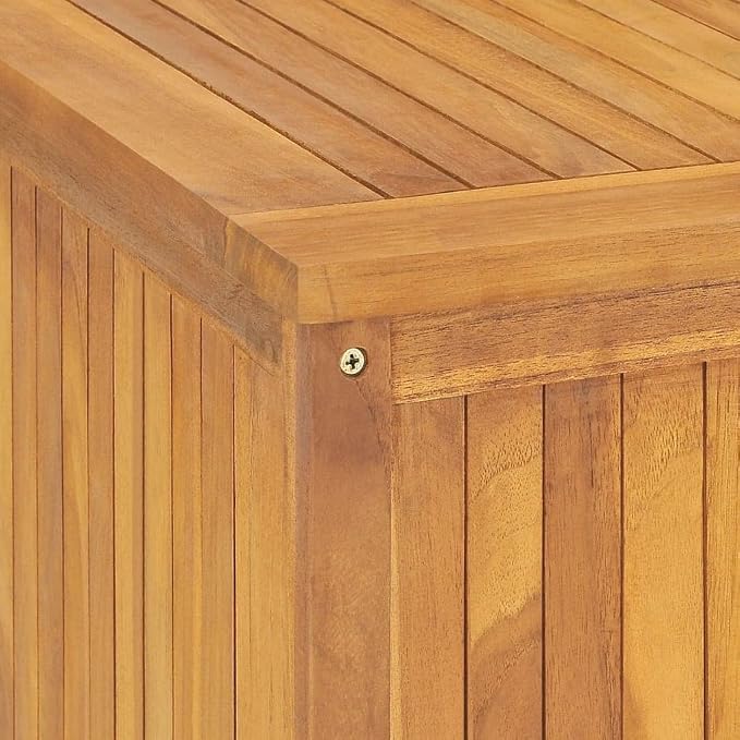 Large Outdoor Storage Box 78.7x19.7x21.7 Inch Solid Teak Wood Patio Chest with PE Liner, Weatherproof Garden Box for Cushions, Tools, Accessories in Backyard, Deck, Garage