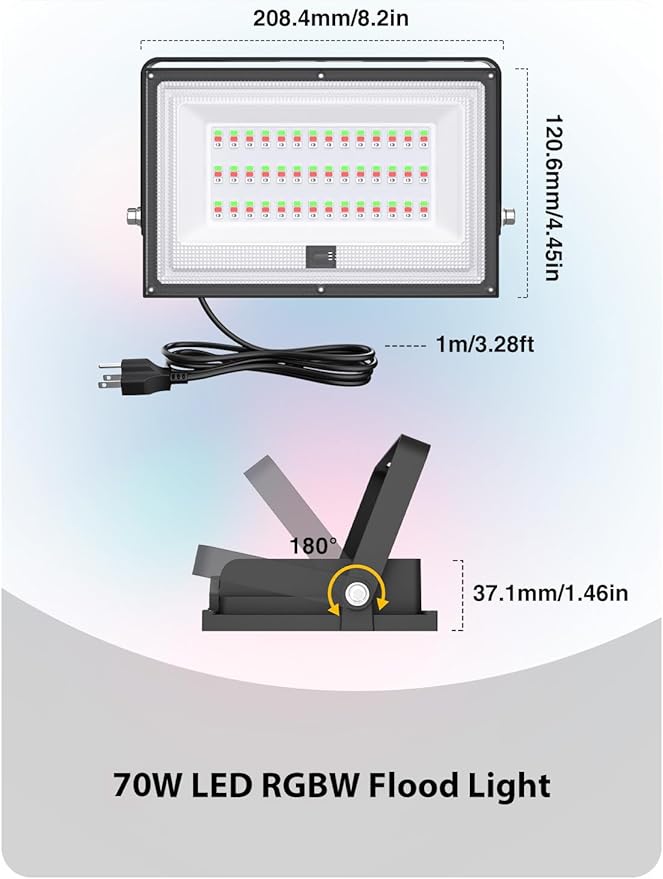 Onforu 4 Pack LED RGBW Flood Lights Outdoor 70W, 2700K Warm White Dimmable Million Color Changing Floodlight Waterproof with Remote, DIY Stage Lights Uplighting Indoor for Party