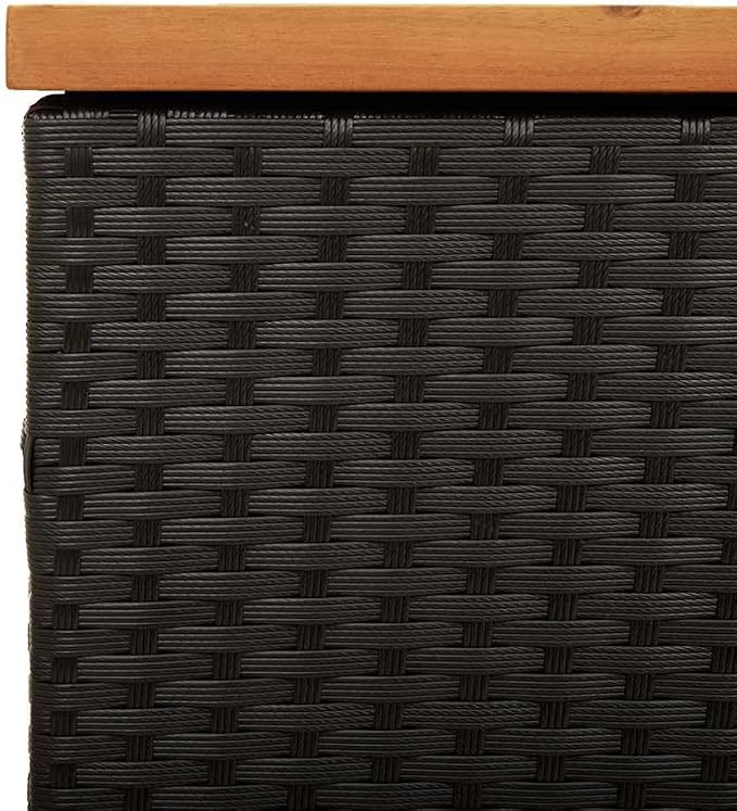 Garden Storage Box, Poly Rattan Patio Deck Box with Gas Spring Lid, Large Outdoor Storage Container for Cushions and Pillows, 43.3 x 19.7 x 21.3 inches, Black