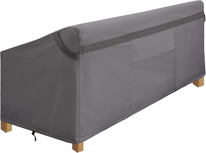 Loveseat Cover All Weather Waterproof UV Resistant - 600D Heavy Duty Tear Resistant 79"x37"x35"(LxWxH) 2-3 Seater Hampton Bay Wicker Outdoor Sofa Cover Grey