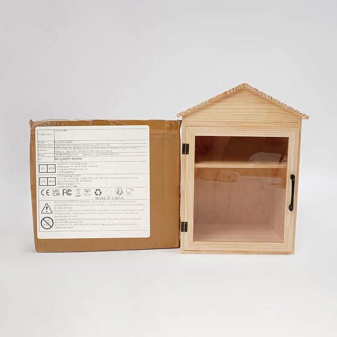 Outdoor Library Box, 15.74x11x23inch Wood Literature Exchange Box DIY Little Wood Cabinet with Shelf for Outside Neighborhoods Community and Schools Sharing Books Literature (Gable Roof)