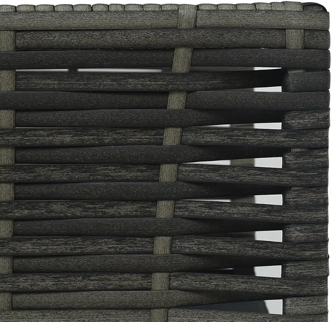 3 Piece Poly Rattan Gray Bistro Set with 4 Removable Cushions, 1 Table and 2 Chairs Outdoor Dining Set for Garden Patio