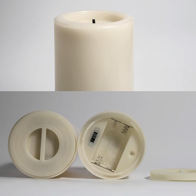 CANDLE CHOICE Outdoor Battery Operated Flameless Candle with Auto Daily Cycle Timer Waterproof Flickering Plastic Electric LED Pillar Light for Lantern Patio Garden Wedding Party Decorations 3”x6”(H)