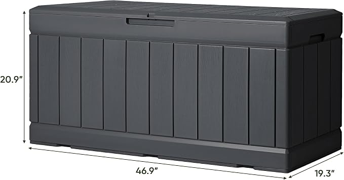 Greesum 82 Gallon Resin Deck Box All Weather Large Outdoor Storage for Patio Furniture, Toys, Garden Tools, Lockable, Dark Gray