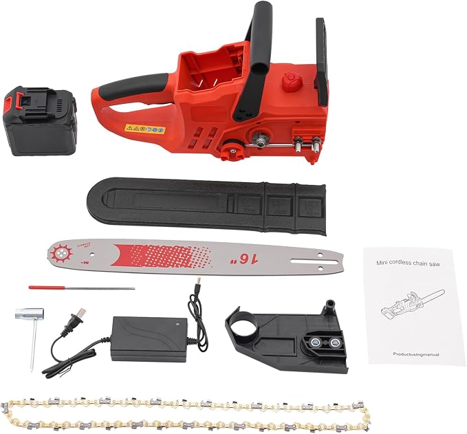 Electric Cordless Chainsaw Battery-Chainsaw 800W Batteries 2-Chains Cordless-Chainsaw With Battery And Charger with Auto-Lubrication for Wood Cutting Chainsaw Battery Powered Chainsaw