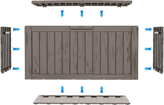 Outdoor Storage Box Waterproof with Wheels, 76 Gallon Lockable Resin Deck Box Patio Storage Bin for Pool Accessories Cushion Furniture, Garden Tools, UV-Resistant Outside Delivery Grey