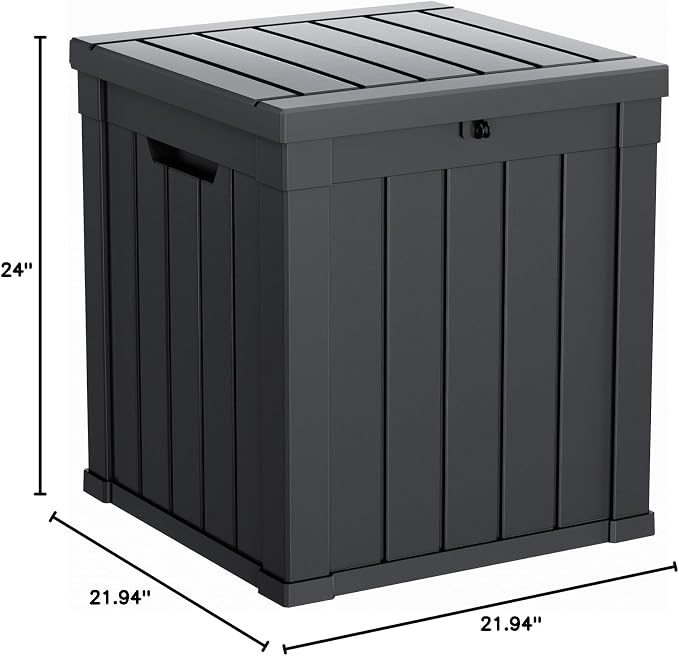 Package Delivery Box, Lockable Resin Outdoor Package, Waterproof Deck Box for Porches, Patios, Indoor & Outdoor Use (50 Gallon, Black)