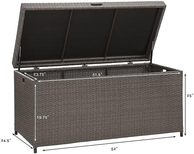 Home Square 2 Piece Wicker Patio Deck Box Set in Weathered Gray