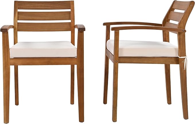 6-Pcs Outdoor Patio Dining Table & Chair & Bench Set for 6, Wooden Outdoor Dining Table Set with Removable Cushion, 6-Pcs, Wood