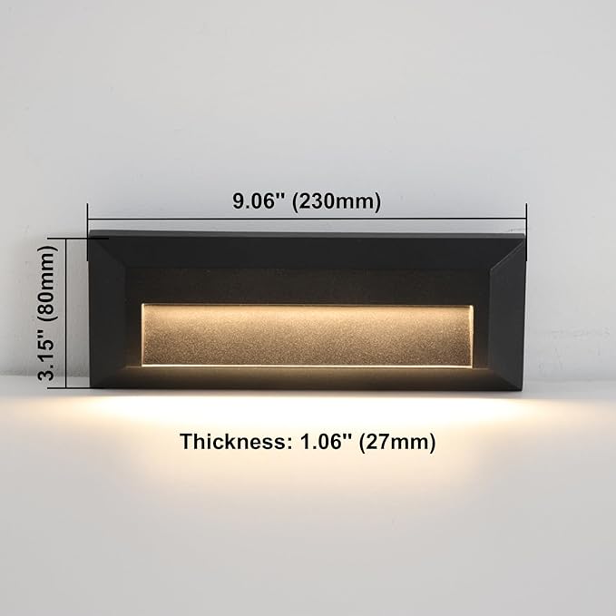 ZONK LED Outdoor Indoor Step Lights, Line Voltage 110-240V 2W Non-dimmable 3000K IP65 Waterproof Deck Stairway Retaining Wall Lights, 3Pack