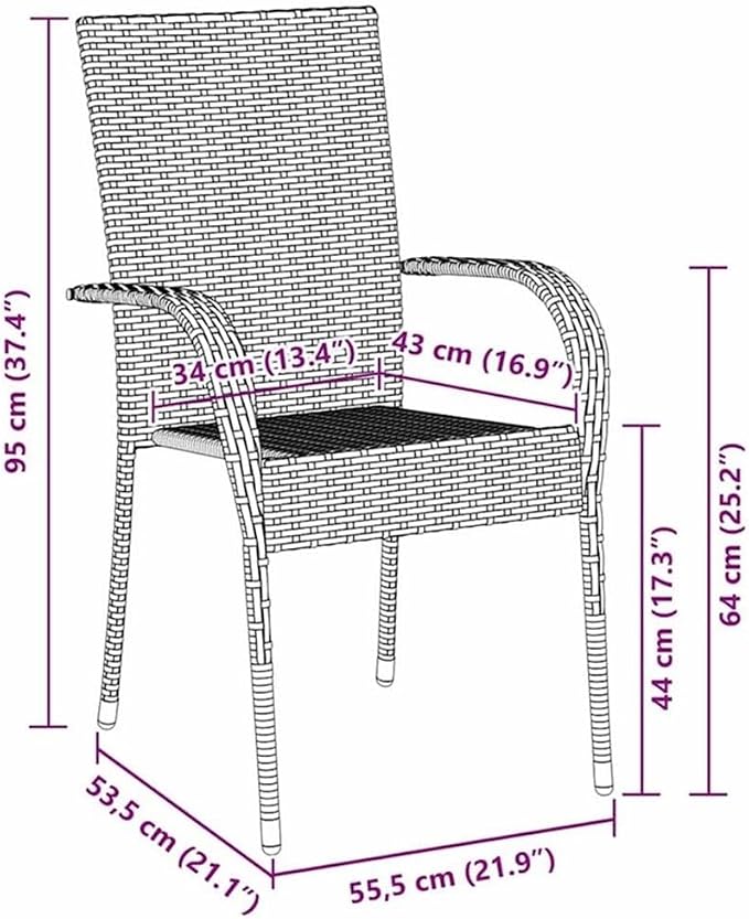 Afuera Living 7 Piece Poly Rattan Patio Dining Set, Black Finish, Powder-Coated Steel Frame, Seating for 6, Weather-Resistant Outdoor Furniture, Rectangular Design for Garden, Balcony, or Backyard Use