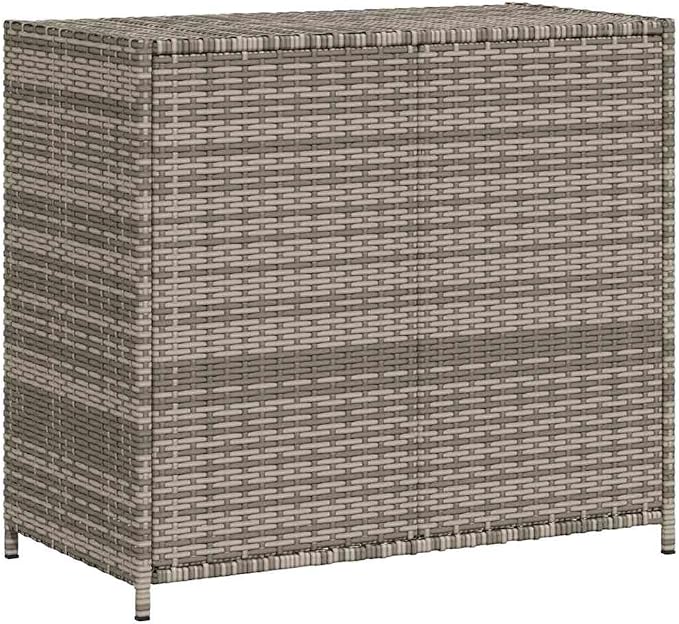 Outdoor Garden Storage Cabinet, Weather-Resistant PE Rattan Patio Organizer Box, 2-Door Deck Storage for Cushions, Gardening Tools, and Backyard Essentials, Grey, Medium