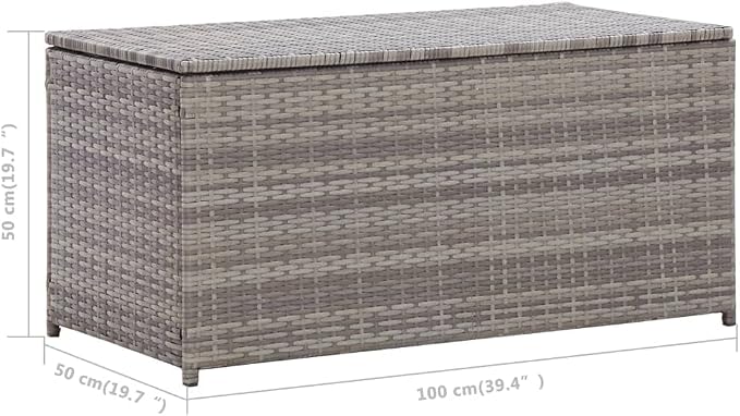 Outdoor Storage Box Poly Rattan 39.4"x19.7"x19.7" Gray with Zippered Liner and Steel Frame for Patio Deck Garden Furniture Cushions Pool Toys