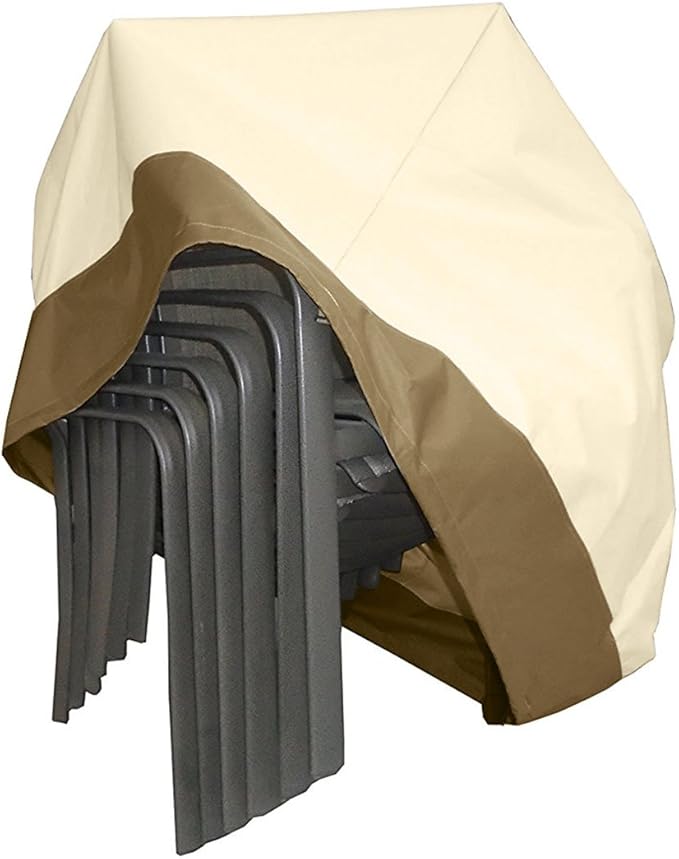 Patio Stackable Chairs Cover - Durable and Waterproof Large Outdoor Stacking Chairs Cover, Fits Stack of up to 8 Chairs
