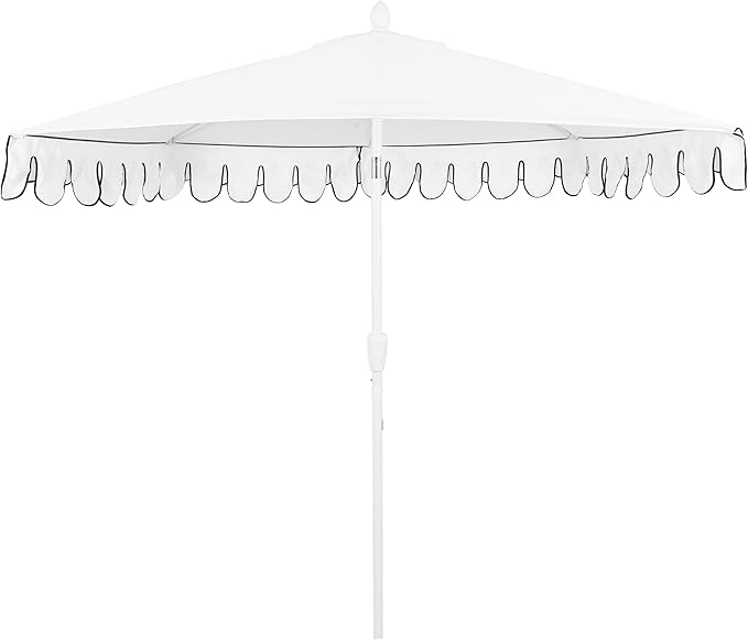 Eyely BMU1202 Noah 9 ft. Classic MidCentury Scalloped Fringe Market Patio Half Umbrella with Crank for Garden, Pool & Deck, Tilt Button and UV Protection