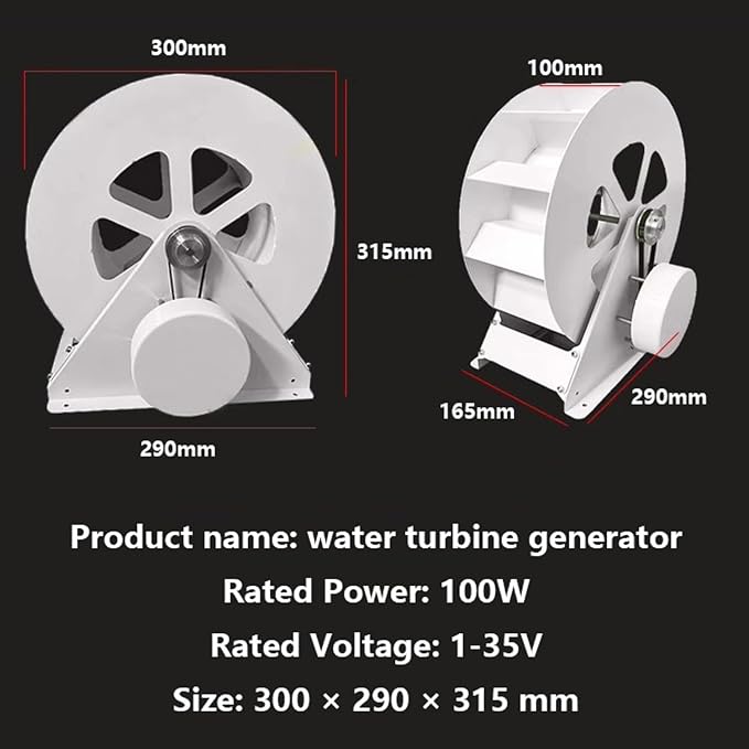 100W Water Turbine Generator, Atmospheric Water Generator, Low Speed Hydroelectric Generation Equipment, Outdoor Waterwheel Micro Hydro Generators for Creek