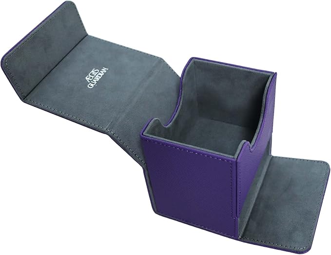 AEGIS GUARDIAN Card Deck Box with Dice Tray for MTG Cards, Commander Deck Box fit 150+ Sleeved Cards, PU Leather Card Storage Box Strong Magnet Deck Game Case for TCG CCG, Purple and Gray